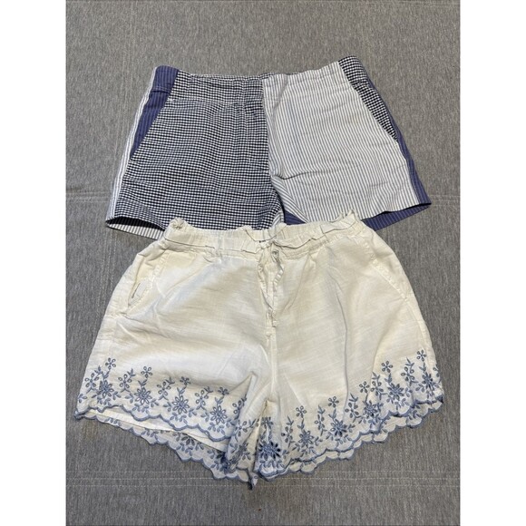 Lot Girls‎ 10-12 Crewcuts Shorts Frankie Chino Blue - Gap Eyelet Gaze White - Picture 1 of 9